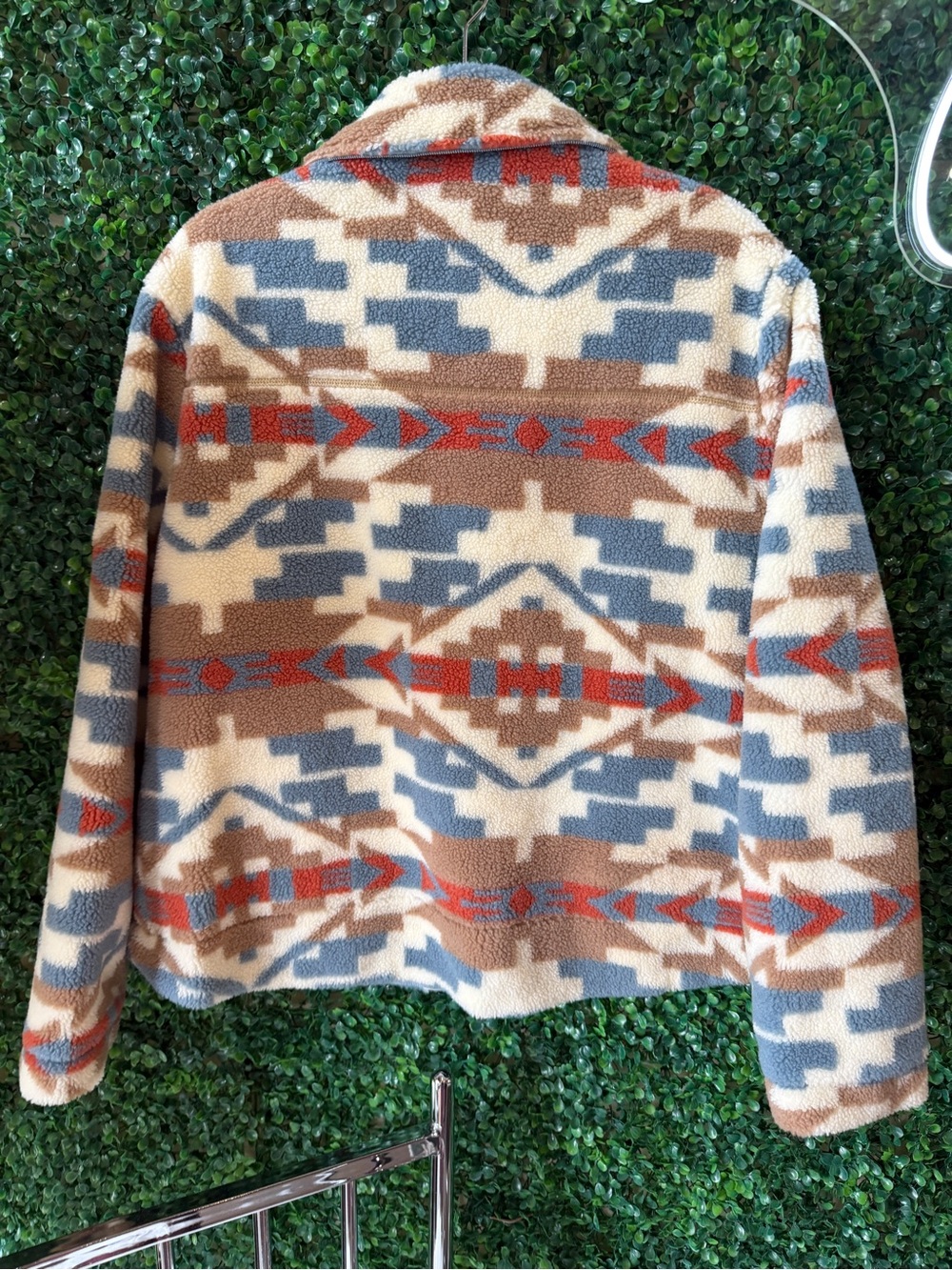 Pendleton Cream, Blue & Brown Southwestern Plush Jacket - Picture 6 of 9